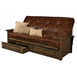 Bowery Hill Queen-size Wood Storage Futon-Saddle Brown Mattress
