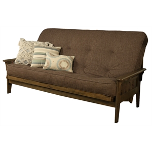 Bowery Hill Modern Queen-size Wood Futon-Linen Cocoa Mattress