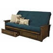 Bowery Hill Modern Queen-size Wood Storage Futon-Blue Mattress