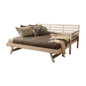 Bowery Hill Modern Wood Daybed with Pop Up Bed in White-Mattress Not Included