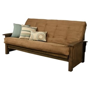 Bowery Hill Modern Queen-size Wood Futon with Suede Peat Mattress