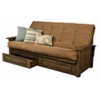 Bowery Hill Queen-size Wood Storage Futon-Suede Peat Mattress