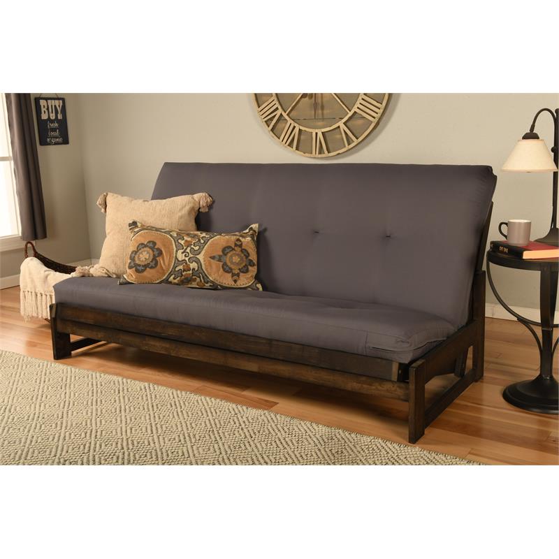 Bowery Hill High-density foam Full-size Gray Twill Fabric Futon Mattress-Frame Not Included