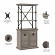 Bowery Hill Designer Bookcase with Doors in Driftwood Gray - Engineered Wood