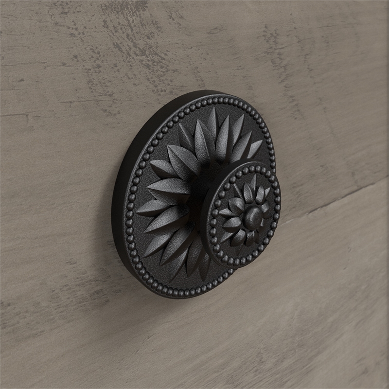 Bowery Hill Designer Bookcase with Doors in Driftwood Gray - Engineered Wood