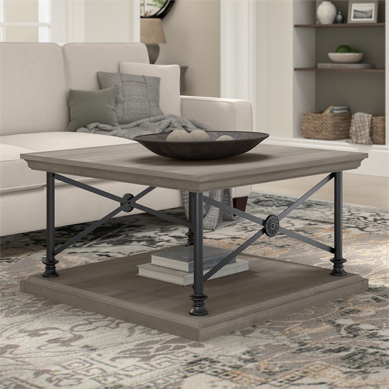 Bowery Hill Square Coffee Table in Driftwood Gray - Engineered Wood