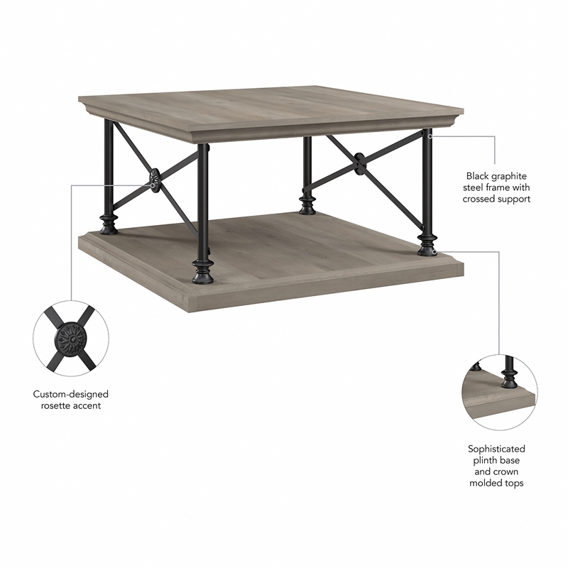Bowery Hill Square Coffee Table in Driftwood Gray - Engineered Wood