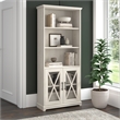 Bowery Hill Engineered Wood 5 Shelf Bookcase with Glass Doors in Linen White Oak