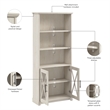 Bowery Hill Engineered Wood 5 Shelf Bookcase with Glass Doors in Linen White Oak