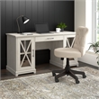 Bowery Hill Engineered Wood Desk with Keyboard Tray in Linen White Oak