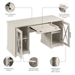 Bowery Hill Engineered Wood Desk with Keyboard Tray in Linen White Oak