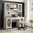 Bowery Hill Engineered Wood Desk with Keyboard Tray in Linen White Oak