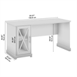 Bowery Hill Engineered Wood Desk with Storage Cabinet in Linen White Oak
