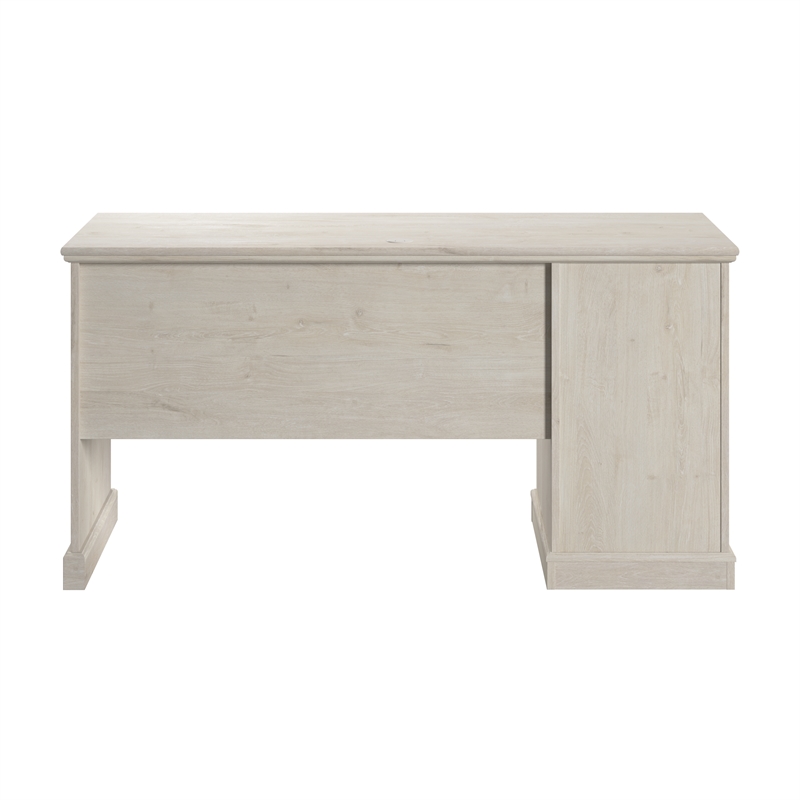 Bowery Hill Engineered Wood Desk with Storage Cabinet in Linen White Oak