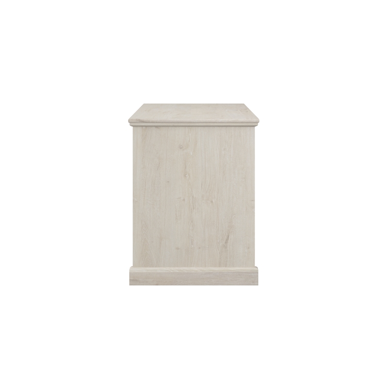 Bowery Hill Engineered Wood Desk with Storage Cabinet in Linen White Oak