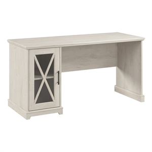 Bowery Hill Engineered Wood Desk with Storage Cabinet in Linen White Oak