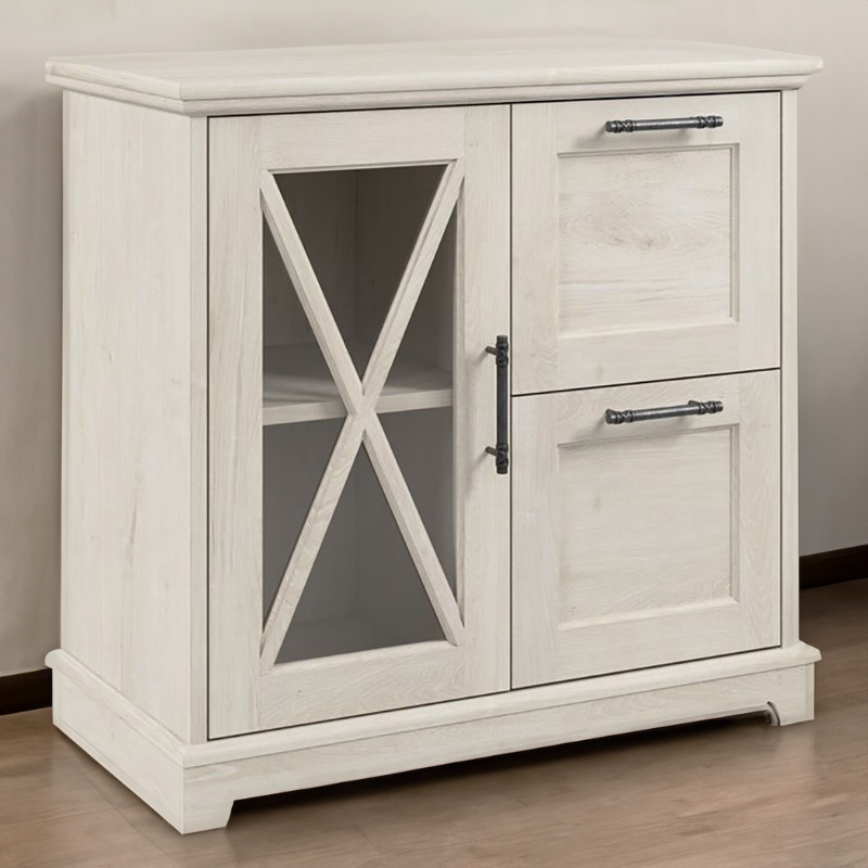 Bowery Hill 2 Drawers Lateral White Engineered Wood Filing Cabinet Easy Assembly