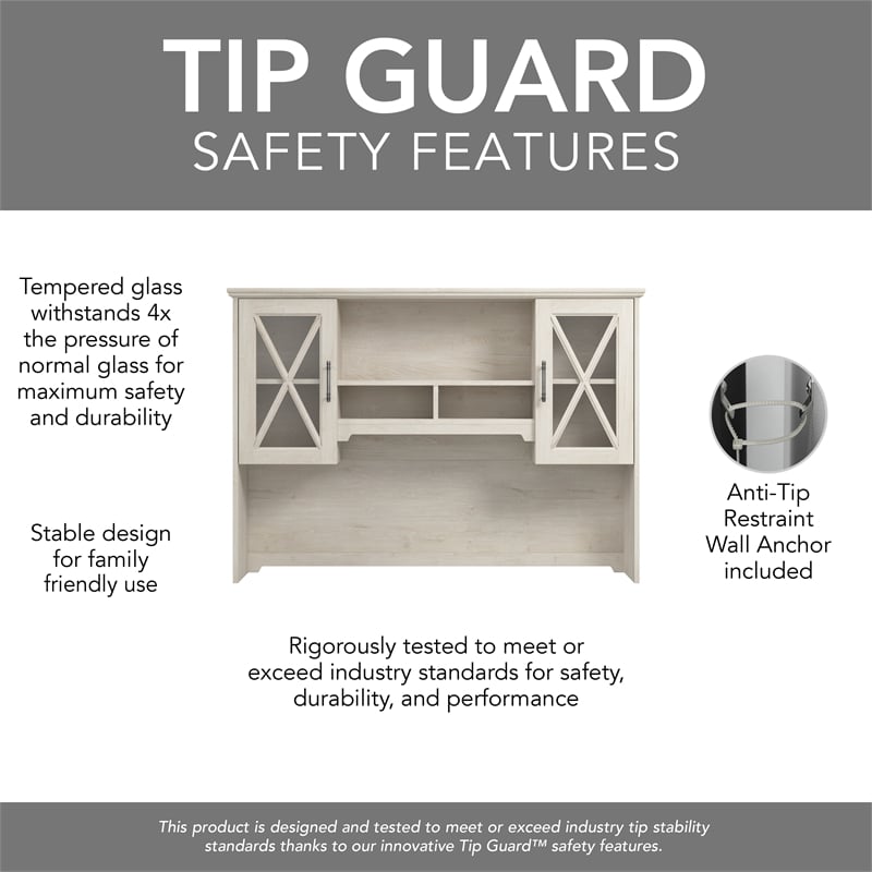 Bowery Hill Engineered Wood Hutch for Buffet Cabinet in Linen White Oak