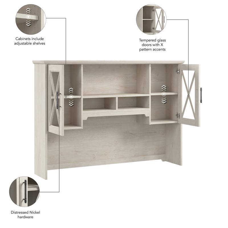 Bowery Hill Engineered Wood Hutch for Buffet Cabinet in Linen White Oak