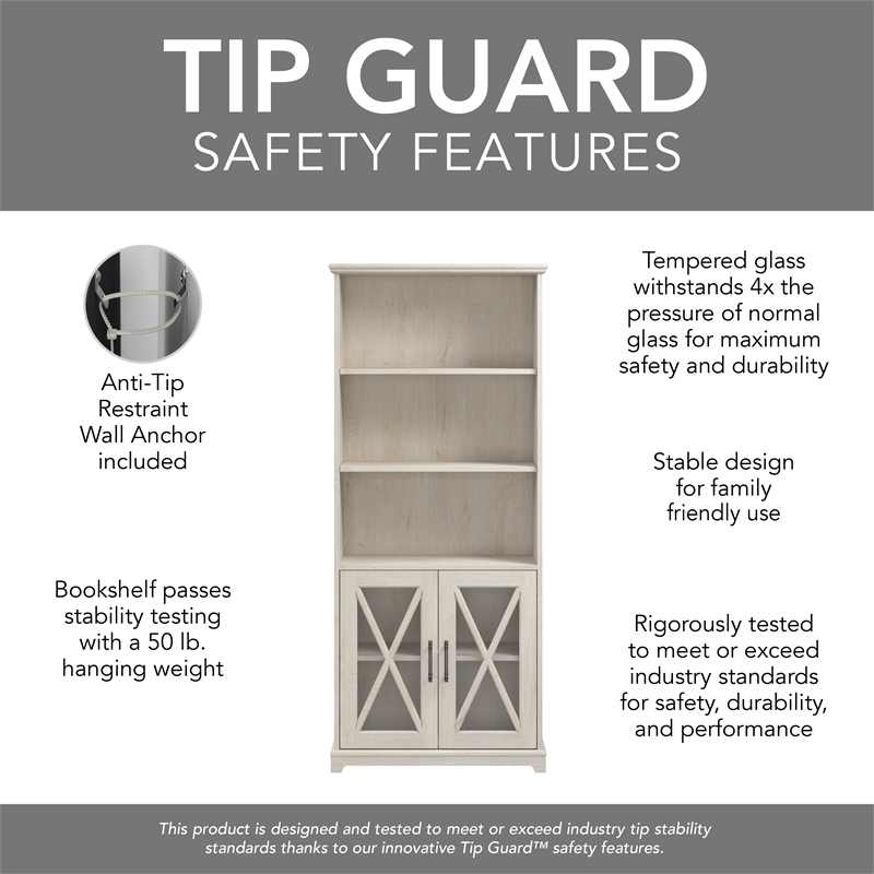 Bowery Hill 5-Shelf Engineered Wood Bookcase in Linen White Oak (Set of 2)