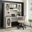 Bowery Hill Engineered Wood Desk with Storage Cabinet in Linen White Oak