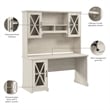 Bowery Hill Engineered Wood Desk with Storage Cabinet in Linen White Oak