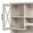 Bowery Hill Engineered Wood Desk with Storage Cabinet in Linen White Oak