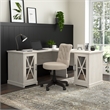 Bowery Hill Engineered Wood L-Shaped Desk in Linen White Oak