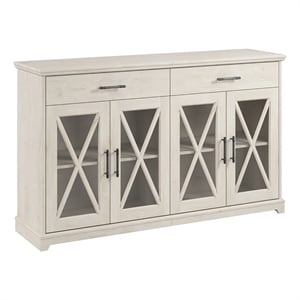 Bowery Hill Engineered Wood Buffet Cabinet with Drawers in Linen White Oak