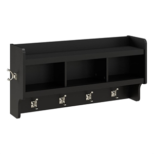 Bowery Hill 40&quot Engineered Wood Wall Mounted Coat Rack in Black Suede Oak