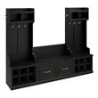 Bowery Hill Engineered Wood Entryway Storage Set with Doors in Black Suede Oak