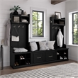 Bowery Hill Engineered Wood Entryway Storage Set with Doors in Black Suede Oak