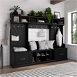 Bowery Hill Engineered Wood Entryway Storage Set w/ Drawers in Black Suede Oak