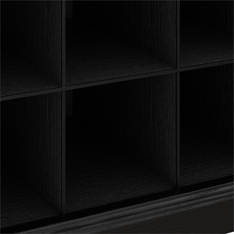 Bowery Hill Full Engineered Wood Entryway Storage Set with Drawers in Black Oak