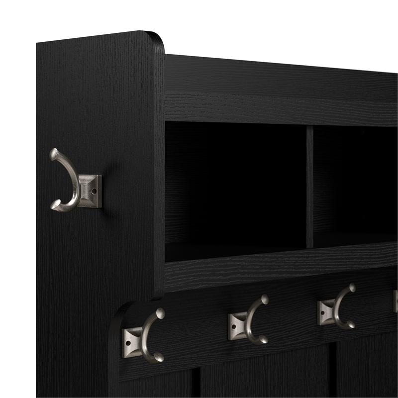 Bowery Hill Full Engineered Wood Entryway Storage Set with Drawers in Black Oak
