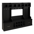 Bowery Hill Full Engineered Wood Entryway Storage Set with Drawers in Black Oak