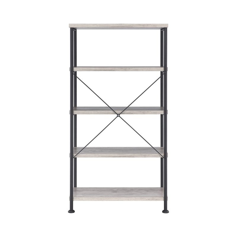 Bowery Hill 4-Shelf Open Farmhouse Wood Bookcase in Gray Finish