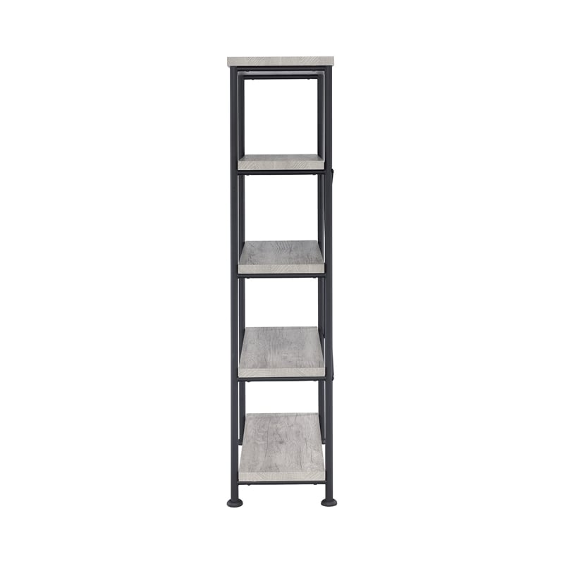 Bowery Hill 4-Shelf Open Farmhouse Wood Bookcase in Gray Finish