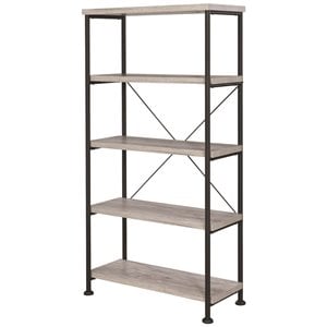 Bowery Hill 4-Shelf Open Farmhouse Wood Bookcase in Gray Finish