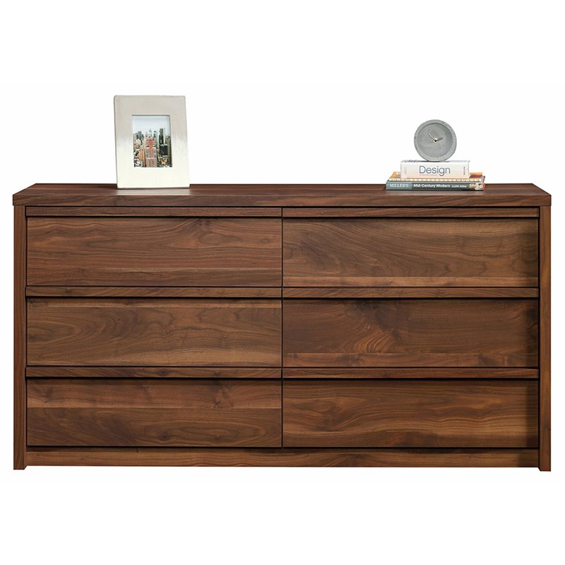 Bowery Hill Traditional Engineered Wood 6-Drawer Bedroom Dresser in Grand Walnut