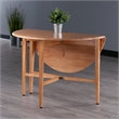 Bowery Hill Round Drop Leaf Contemporary Solid Wood Dining Table in Light Oak