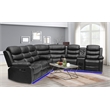 Bowery Hill Modern LED Faux Leather Reclining Sectional in Black