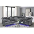 Bowery Hill Faux Leather Gray Sectional Rectangular LED Reclining 110