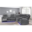 Bowery Hill Faux Leather Gray Sectional Rectangular LED Reclining 110