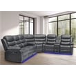 Bowery Hill Faux Leather Gray Sectional Rectangular LED Reclining 110