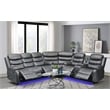 Bowery Hill Faux Leather Gray Sectional Rectangular LED Reclining 110