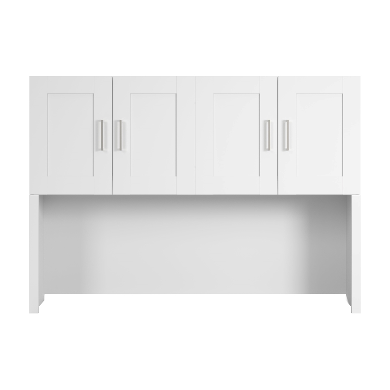 Bowery Hill Contemporary 60W Hutch in White - Engineered Wood