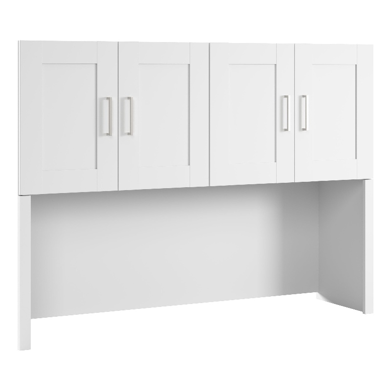 Bowery Hill Contemporary 60W Hutch in White - Engineered Wood
