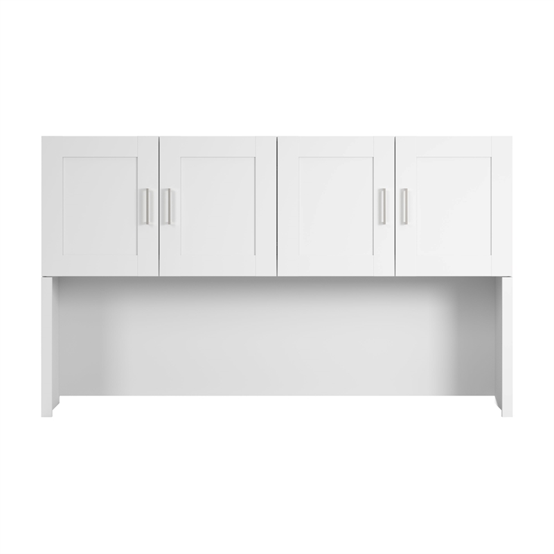 Bowery Hill Contemporary 72W Hutch in White - Engineered Wood