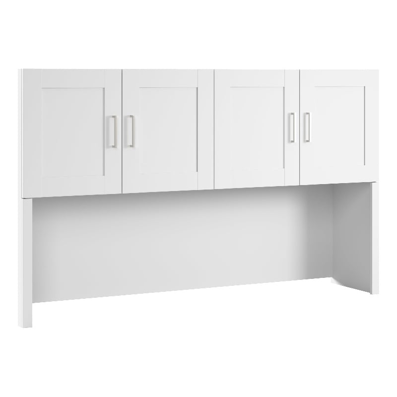Bowery Hill Contemporary 72W Hutch in White - Engineered Wood